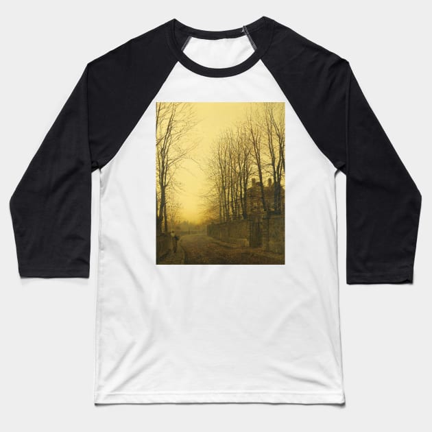 Late Autumn by John Atkinson Grimshaw Baseball T-Shirt by Classic Art Stall